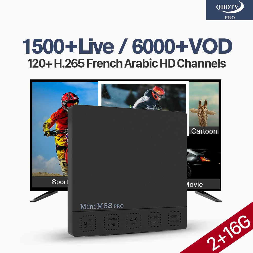 

Box IPTV Subscription France Arabic IPTV Code MINI M8S PRO Tv Box 2G+16G Android 7.1 S912 Algeria Lebanon Tunisia IP TV H.265