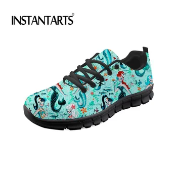 

INSTANTARTS Mysterious Mermaid Printing Women Casual Shoes Light Weight 2019 Breathable Air Mesh Nursing Sneakers Woman Footwear