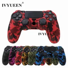 IVYUEEN For Sony Dualshock PS4 DS4 Slim Professional Controller Silicone Camo Case Protecting Pores and skin + Thumb Stick Caps for Play station 4