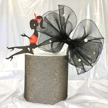 1 шт., женские бумажные украшения для кексов на высоком каблуке, с черным сетчатым жемчугом и бантом, свадебные пирожное для дня рождения, вечерние украшения