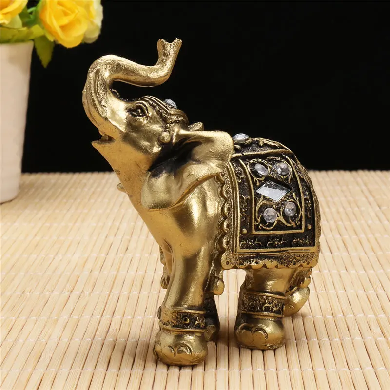 KiWarm Лидер продаж, винтажная элегантная статуя в виде слона фэн-шуй, статуэтка счастливого богатства, подарок и украшение для дома