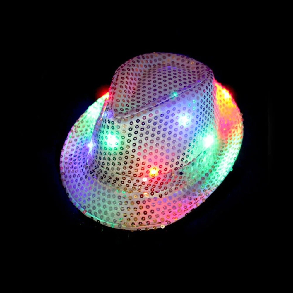 

Sequins Led Hats Woman Man Kids Light Jazz Hats for Birthday Parties New Year Caps Flashing Party Supplies Role Play Games
