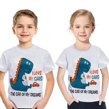 Children Short Sleeve New T-shirt Dinosaur Print Boys Girls Cartoon T Shirt Short Sleeve 100% Cotton 2019 Summer Kids Casual Top цена Children Short Sleeve New T-shirt Dinosaur Print Boys Girls Cartoon T Shirt Short Sleeve 100% Cotton 2019 Summer Kids Casual Top цены онлайн