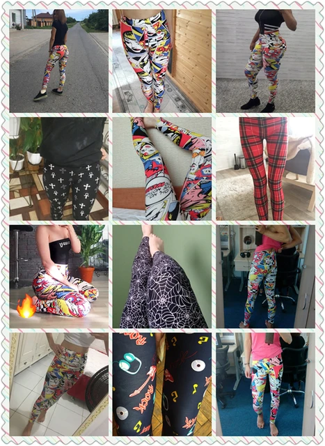 Women Comic Leggings Cartoon Printed Leggins High Stretch Girls Legging  Punk Rock Leggins Disco Pants Evening Clubwear 9 Styles