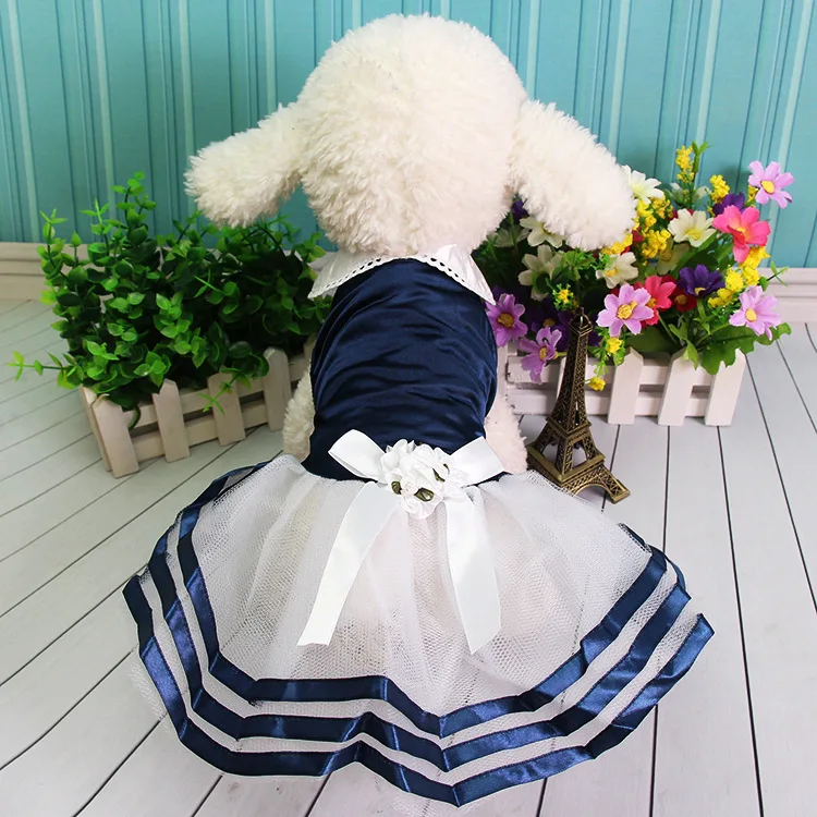 Платье в темно-синюю полоску для собаки жилет с пачкой Свадебная вечеринка