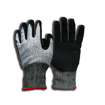 

high quality nitrile dipped hppe palm coated level 5 anti cut resistant gloves for butcher knife cutting meat fish fillets