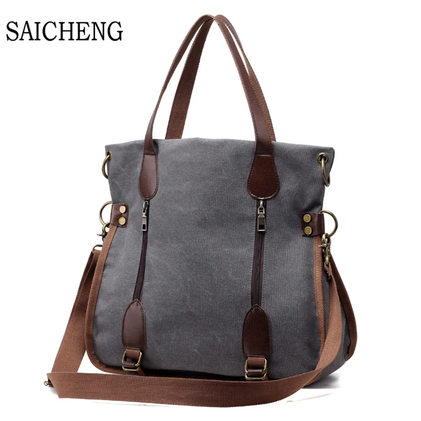 SAICHENG 2017 Fashion Big font b Women b font Canvas font b Bag b font Ladies