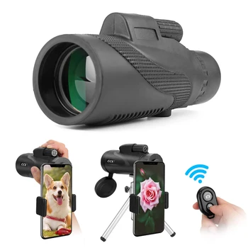 

12X50 Waterproof HD Prism Monocular Outdoor Handheld Telescope Set Portable Hiking Hunting Camping with Tripod Remoter and Phone
