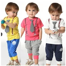 Весна-лето, Новое поступление, повседневный спортивный галстук, комплекты одежды для маленьких мальчиков 2-6 лет