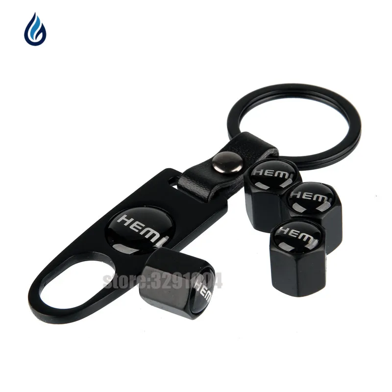 

Car Styling Wheel Tire Valve Caps Cover Key Chain For HEMI Logo For Jeep Grand Cherokee Wrangler Commander Chrysler 300c Dodge