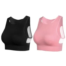 Женский спортивный бюстгальтер из полиэстера розовый черный беспроводной ударопрочный фитнес беговой жилет для йоги со съемными и моющимися нагрудными накладками