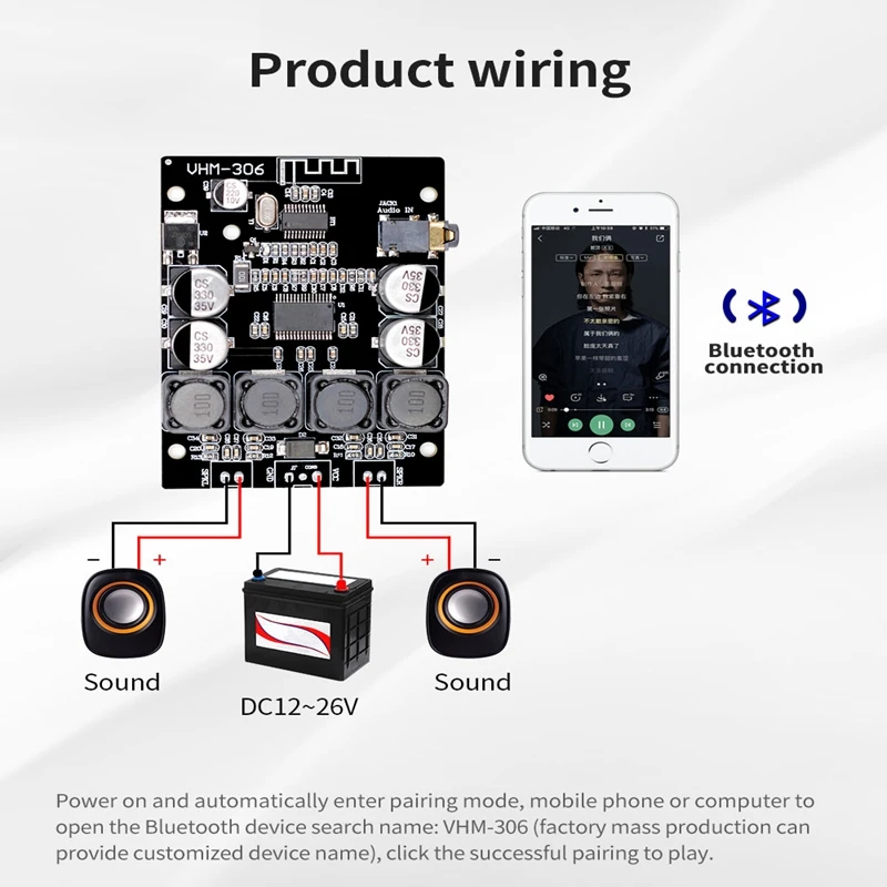 Bluetooth 4,2 Tpa3118 2X30 Вт 8-26 В постоянного тока Bluetooth стереонаушники цифровой усилитель мощности доска для усилителей