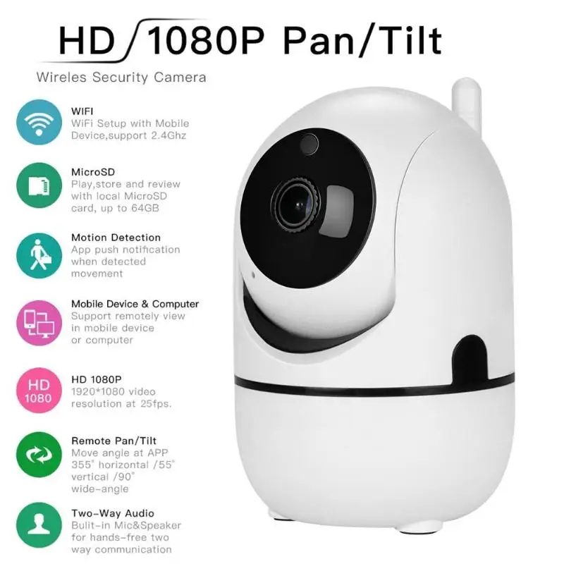 1080P Pan Tilt беспроводная wifi веб-камера с автоматическим отслеживанием безопасности человека дома CCTV сетевая камера ЕС веб-камеры