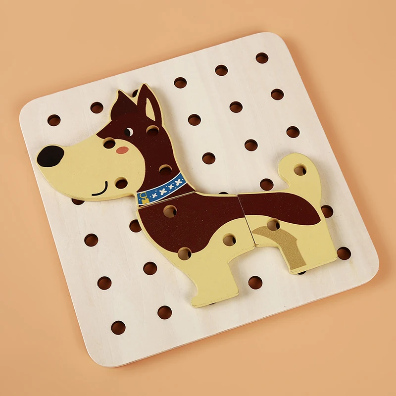 

Variety Shape DIY Crafts Threading Board Child Kids Wooden Toy Animal Lacing String Jigsaw Puzzle Shoelaces Beads Toys