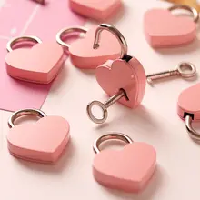 Forma de corazón Mini candado Vintage cerradura de viejo estilo antiguo Rosa romántico diario candados llave cerradura con llave