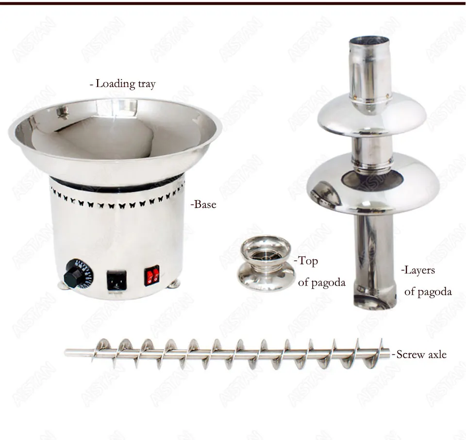 DH296 Electrical Chocolate Fountain Chocolate Melt Fondue waterfall Machine 4/5/6/7 Layers Hotel and Buffet Equipment