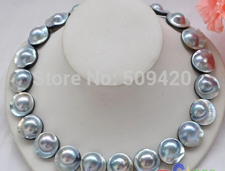 

~~ W&O656 >>AAA++ HUGE REAL 18" 20mm gray south sea mabe pearl NECKLACE