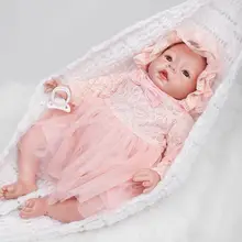 Brown Eyes 20 Inch Realistic Reborn Girl Baby Doll Cloth Body Silicone Mohair Princess Babies Toy With Dress Kids Birthday Gift