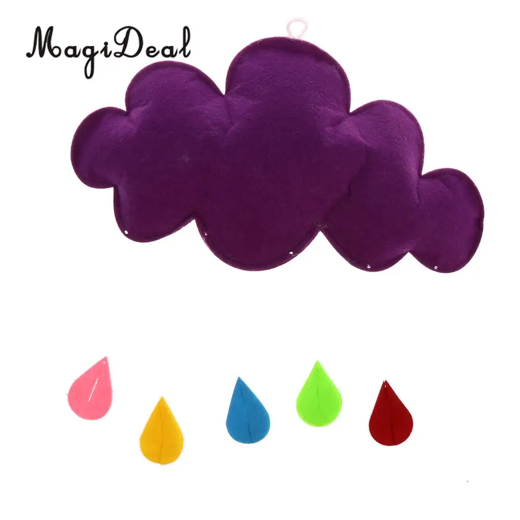Cute Cloud with Raindrop Hanging Ornament Pendant for Kids Play House Play Tent Crib Canopy Nursery Decoration Toy purple