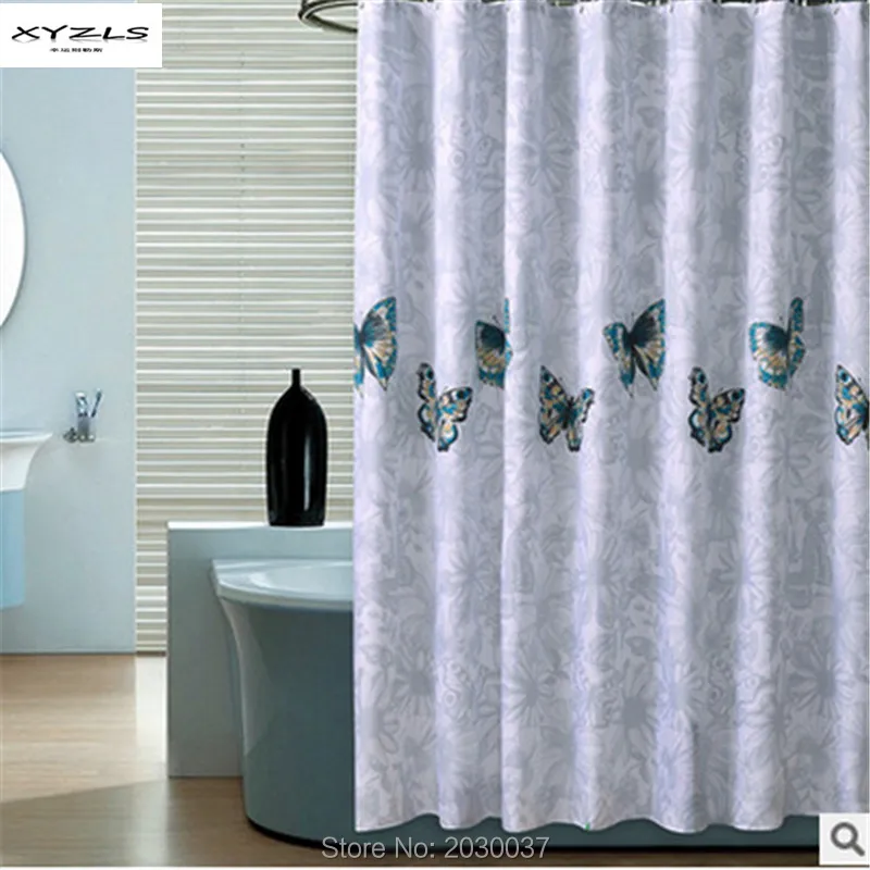 

XYZLS American Style Butterflies Printed Shower Curtain Waterproof Moldproof Polyester Bathroom Curtains