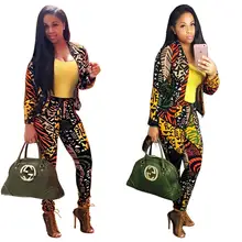 Полиэстер прямые продажи хлопок осень мода европейский и американский цифровой печати досуг костюм Тип