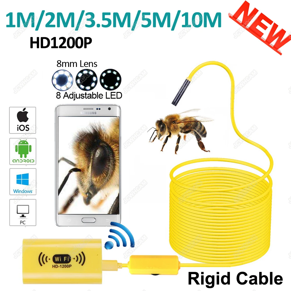 HD 1200P Wireless WiFi Endoscope font b Mini b font Camera Waterproof Semi Rigid Inspection Camera
