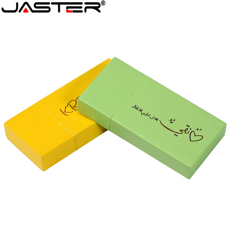 JASTER USB 2,0 логотип персональный деревянный цветной блок USB флеш-накопитель креативный подарок флешка 8 ГБ 16 ГБ 32 ГБ 64 г Деревянная Карта памяти