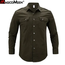 MAGCOMSEN мужские рубашки летние с длинным рукавом военные армейские тактические рубашки повседневные тонкие мужские рубашки мужская одежда 5XL LXZ-11
