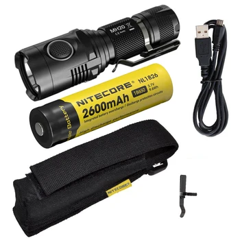 

NITECORE MH20 MH20W USB Rechargeable Flashilght XM-L2 U2 LED max.1000LM beam distance 220 meter torch + 18650 2600mAh battery