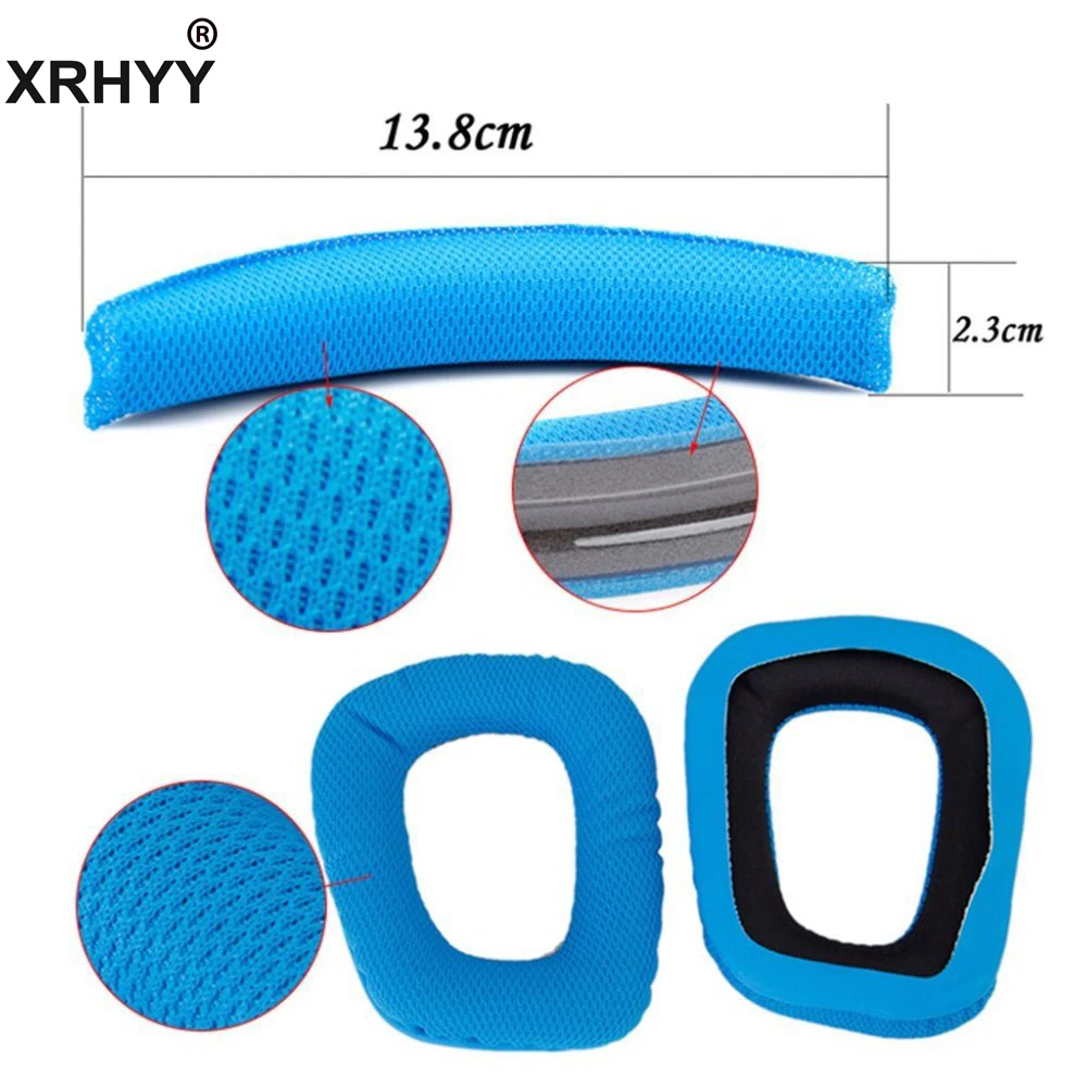 

XRHYY Blue Logitech G35 G930 G430 F450 Headphones Replacement Headband Earpads Cushion Set