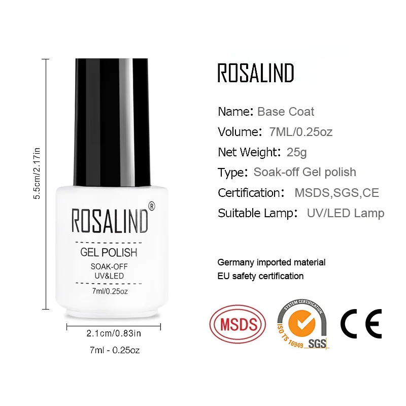 Полуперманентное Базовое покрытие ROSALIND 7 мл маникюрный набор УФ светодиодный