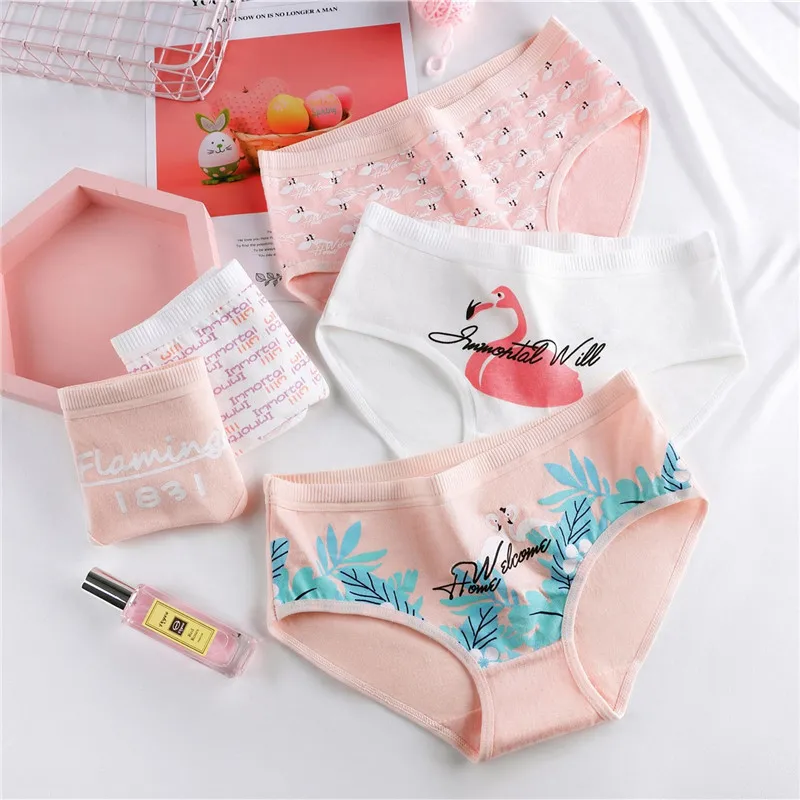 

Sexy Flamingo Panties Women Cotton Underwear Female Low Rise Briefs Ladies Seamless Panties Lingerie Feminina Culotte Femme