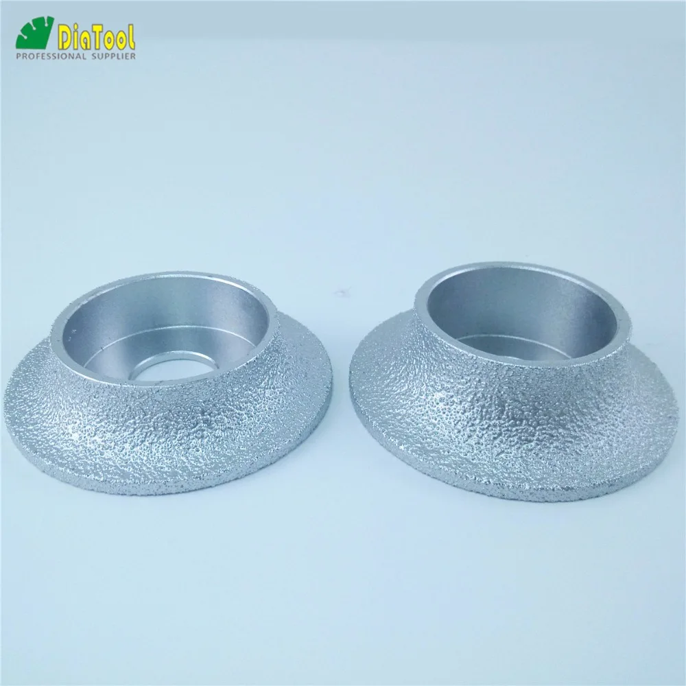 DIATOOL 2pcs Dia75mm Vacuum Brazed Diamond Profile Grinding Wheel For Demi-bullnose(15mm+20mm) Vacuum Brazed Diamond Tools