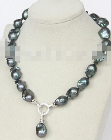 

Jewelr 005627 17" 18mm Baroque black-blue Reborn keshi pearls necklace