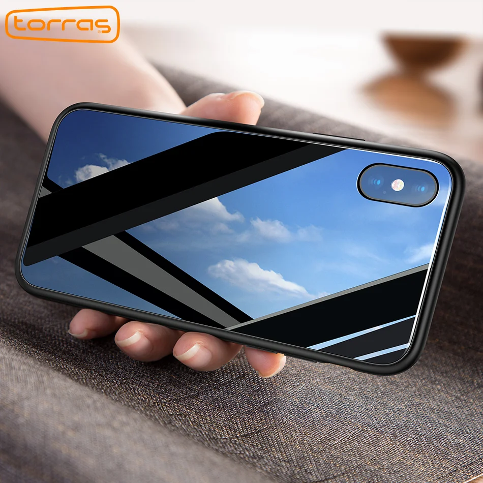 TORRAS Роскошные Стекло чехол для iPhone X Чехол Ультра тонкий твердое закаленное
