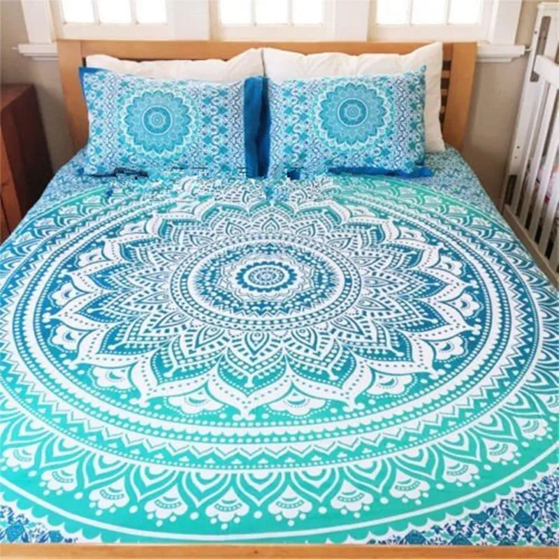 

Bohemian Bed Cover 3d boho Mandala printing bed sheet With Pillow Case Indian Home Decor Bedspread tapestry Wholesale Hot
