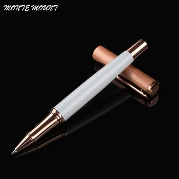 

High Quality Roller Ball Pen With Rose Gold Clip Hot Sell White Pen Material Escolar School & Office Supplies Execut