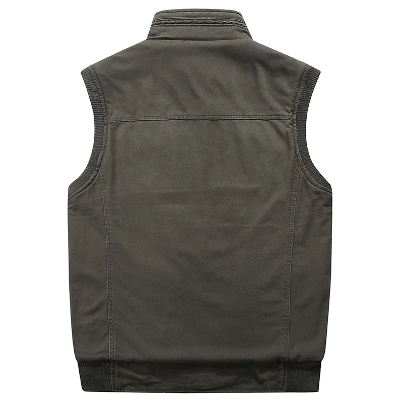 Vest Jacket Sleeveless Men Vest Male Many Pocket Waistcoat Photographer Autumn Unloading Tactical Stand Collar Multi Pocket Vest