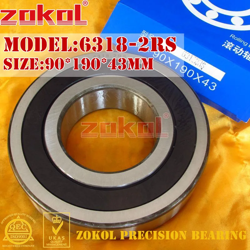 ZOKOL 6318RS bearing 6318 2RS 180318 6318-2RS Deep Groove ball bearing 90*190*43mm zokol bearing 6211 n 2rs 6211 2rsn snap ring groove deep groove ball bearing 55 100 21mm
