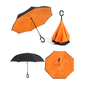 

Free Hand Double-layer Reverse Umbrella Solid Color Anti-receiver Straight Rod Umbrella Non-wet Weatherproof Umbrella