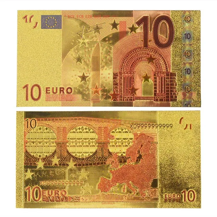 New Products Color Euro 10 24K Gold Banknote Beaut...
