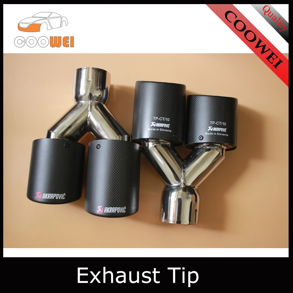 1set Universal Dual Carbon Fiber Exhaust pipe Muffler Tip Stainless