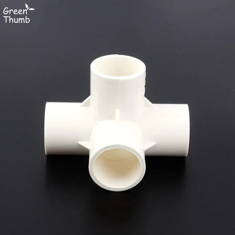 1pc 25mm PVC Three-Dimensional Cross White Plastic PVC Cross Connector/Fitting/Adapter Green Thumb 4-Way PVC photo