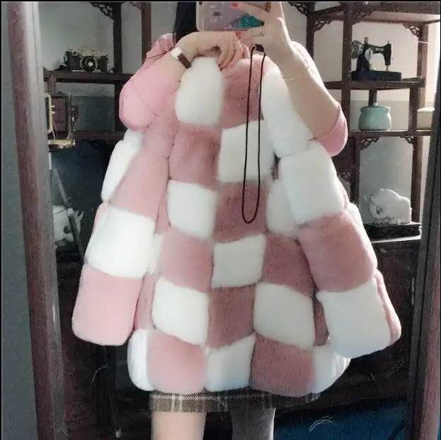 Женское разноцветное зимнее толстое теплое длинное пальто из искусственного меха, женская меховая Элегантная куртка из искусственного меха, Высококачественная пушистая верхняя одежда Mujer