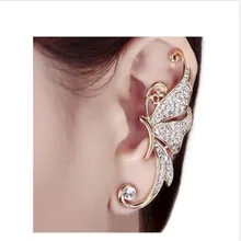 1 шт. Новое поступление модные золотые хрустальна Серьга для женщин левое ухо женские серьги-гвоздики модная Ювелирная клипса свадебные подарки
