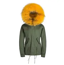 Male Winter Thick Removable Fur Collar Coat Outerwear Fur parka