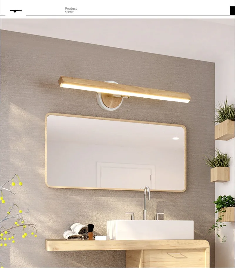 Скандинавский дизайн, бра для ванной комнаты, настенный светильник светодиодный, современный зеркальный настенный светильник, дерево, можно отрегулировать, лофт, домашний декор, внутреннее освещение, светильники