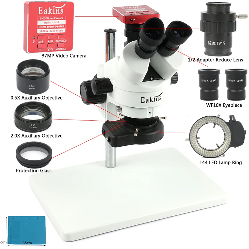 

3.5-90X Stereo Zoom Trinocular Microscope 37MP HDMI Video microscope Camera 1/2CTV Protective Pad For Cellphone Welding Repair