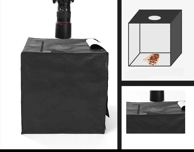 

60cm Professional Photo Studio Light Tent Photography Softbox Lighting Box Kit with LED Light and Blackgrounds