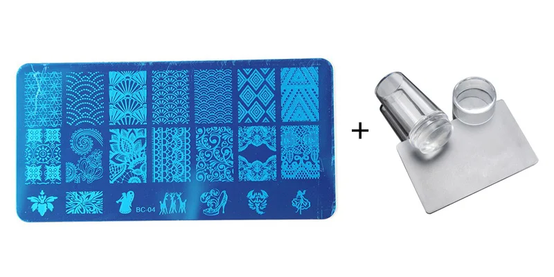 Набор пластин для штамповки ногтей с прозрачным желе штамп скребок Маникюр Шаблон изображения инструмент
